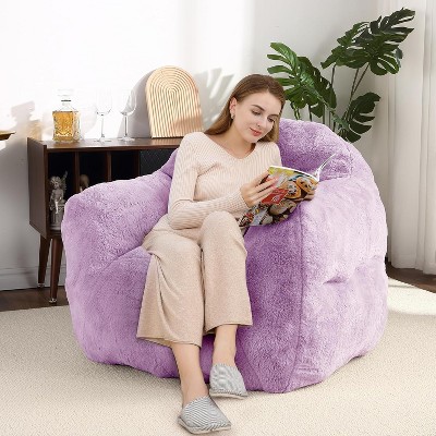 Plush Fur Bean Bag Chair for Adults Kids, High Density Foam Filled Sofa Couch with Armrests for Living Room, Game Room and Dorm