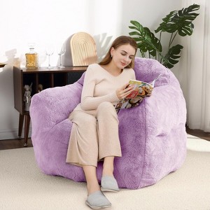Plush Fur Bean Bag Chair for Adults Kids, High Density Foam Filled Sofa Couch with Armrests for Living Room, Game Room and Dorm - 1 of 4