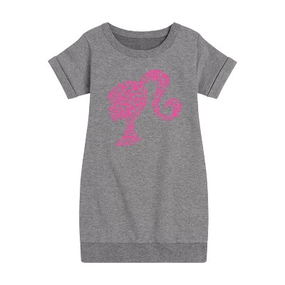 Girls' - Barbie - Individual Classic Icons Create Silhouette Graphic Short Sleeve Fleece Dress