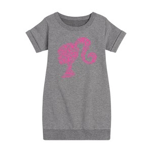 Girls' - Barbie - Individual Classic Icons Create Silhouette Graphic Short Sleeve Fleece Dress - 1 of 3