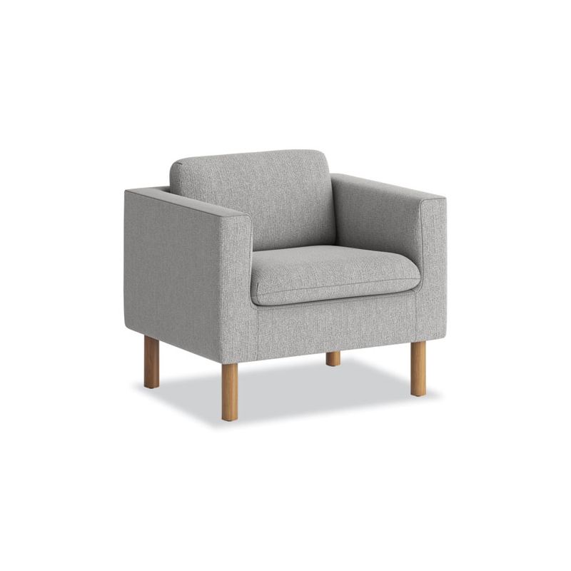 HON Parkwyn Series Club Chair, 33" x 26.75" x 29", Gray Seat, Gray Back, Oak Base, 1 of 5