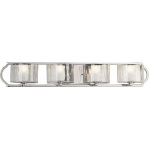 Progress Lighting Caress 4-Light Bath Vanity in Polished Nickel with Layered Glass Diffuser - 1 of 2