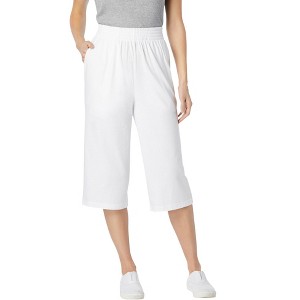 Woman Within Plus Size Elastic-Waist Knit Capri Pant - 1 of 4
