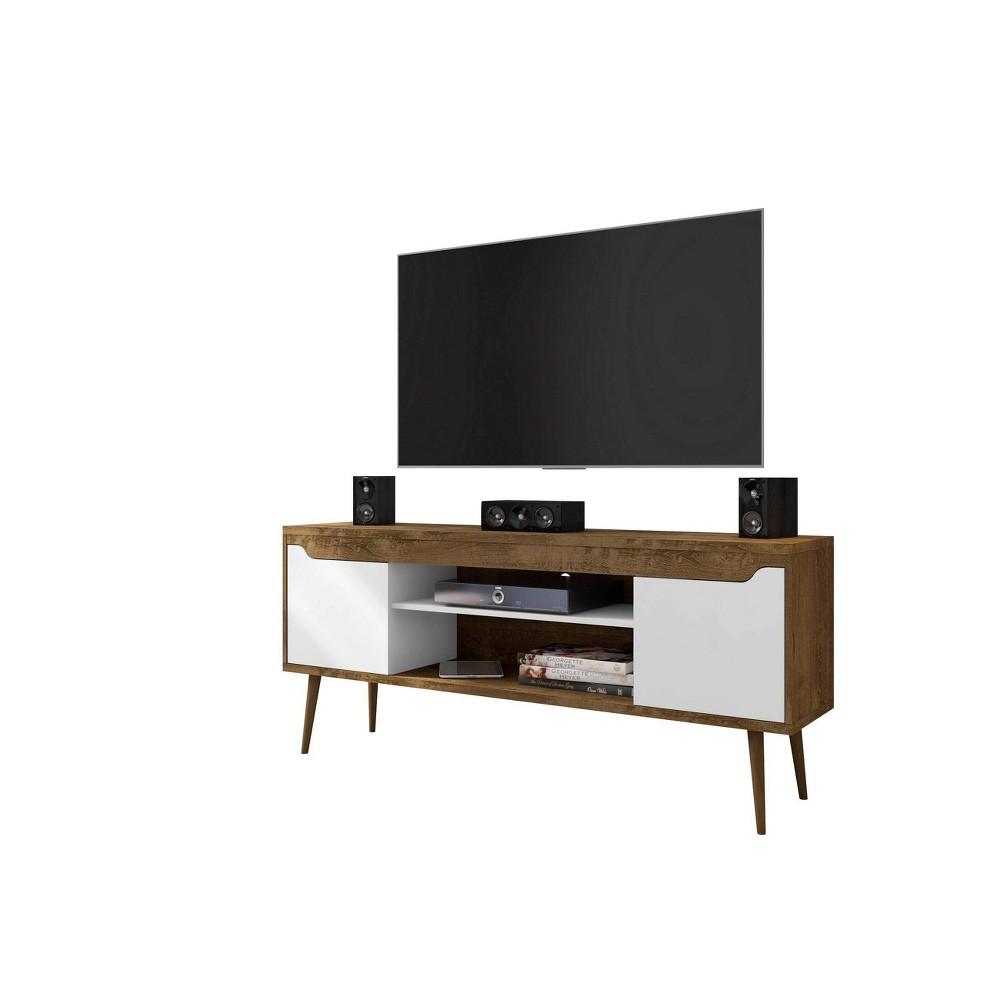 Photos - Mount/Stand Bradley TV Stand for TVs up to 60" Rustic Brown/White - Manhattan Comfort