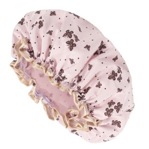 Unique Bargains Women Double Layer Butterfly Shower Cap 1 Pc - 1 of 3