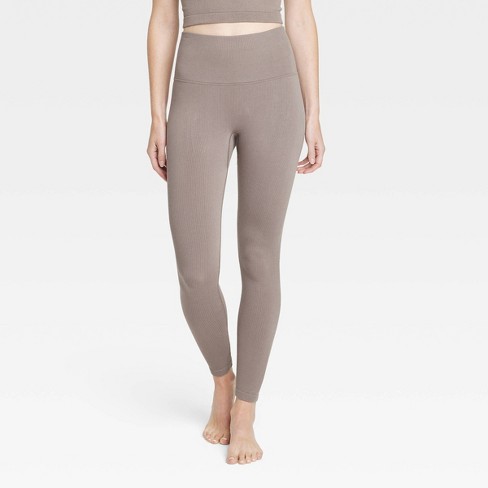 Women's Seamless High-rise Rib Leggings - All In Motion™ Taupe Xl
