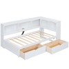 NicBex Twin Size Daybed 86" L Modern Wooden Bed Frame with Drawers, Storage Cabinets and Ports for Bedroom, Living Room, No Box Spring Required, White - 3 of 4