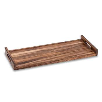 Kalmar Home Acacia Wood Serving Tray - solid bottom - Long