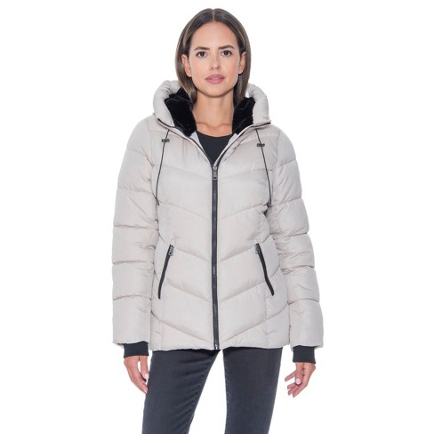Women s Puffer Jacket With Cozy Faux Fur S.e.b. By Sebby Target