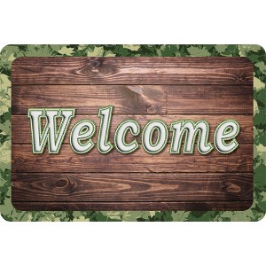 Ashley Productions® The Original Fun Mat™, Welcome Mat, 15.5" x 23.5", Camo Wood Welcome - 1 of 1
