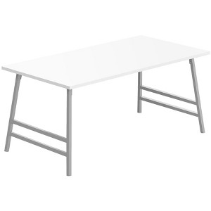 Coffee Table, Accent, Cocktail, Rectangular, Living Room, 40inl, White Laminate, Grey Metal, Contemporary, Modern - 1 of 1