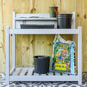 EAGLE PEAK Outdoor Indoor Maintenance Free Vinyl Garden Potting Bench, Waterproof Potting Table with Open Shelf, Lower Storage, Gray - 1 of 4
