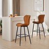 VECELO Bar Stool Set of 2/4 Faux Leather Counter Height Barstool with Metal Legs and Footrest, Brown - 4 of 4