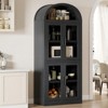 Arched Bookshelf with Doors, 71.4" Tall Farmhouse Bookcase, 15.8" Deep Wooden Display Cabinet with Storage Shelves - 4 of 4
