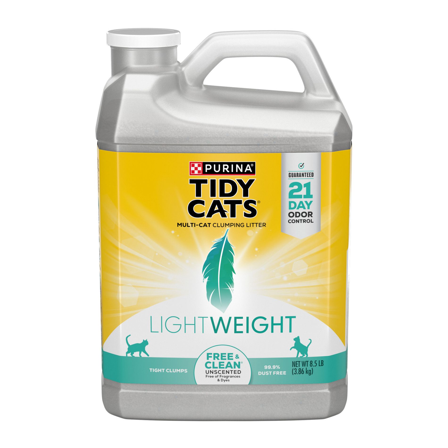 Purina Tidy Cats Free & Clean Unscented Clumping Scoop Cat & Kitty Litter for Multiple Cats - 8.5lbs