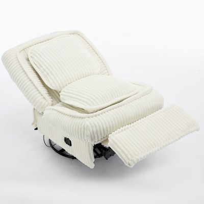 ChicFurnit Sofa Recliner with Swivel Rocking Motion and Adjustable Footrest for Living Room Office, Beige, 30.31"*28.34"*19.69"