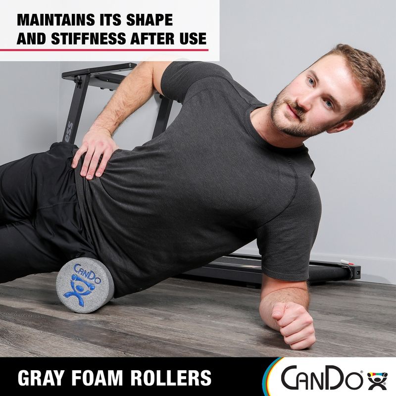 CanDo Plus Round Gray Exercise Fitness Foam Rollers for Muscle Restoration, Massage Therapy, Sport Recovery and Physical Therapy, 5 of 7