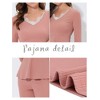 cheibear Women's Sleepwear Lounge Ribbed Knit Peplum Tops with Lace Long Sleeve Pajamas Set - 4 of 4