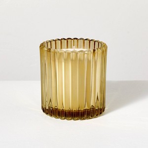 Ribbed Glass Driftwood and Amber Jar Candle Yellow 8.5oz - Hearth & Hand™ with Magnolia - 1 of 4