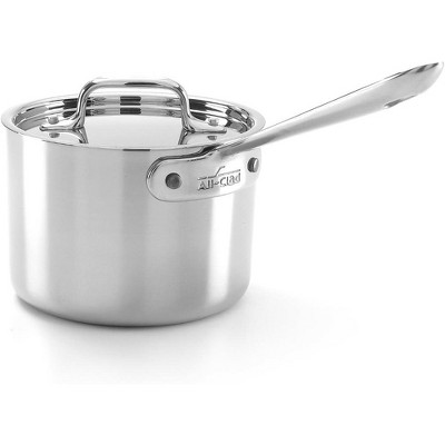 All-Clad D5 5-Ply Brushed Stainless Steel Sauce Pan 2 Quart Induction Oven Broiler Safe 600F Pots and Pans, Cookware Silver