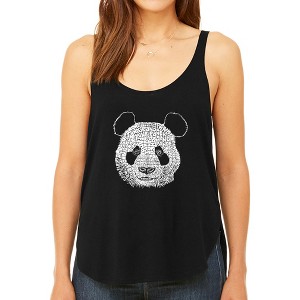 LA Pop Art Women's Premium Word Art Flowy Tank Top - Panda - 1 of 4