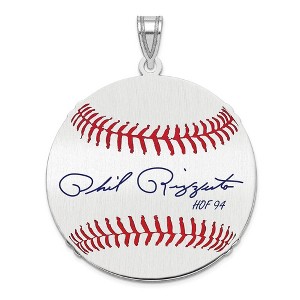 Black Bow Jewelry Sterling Silver Phil Rizzuto Signature LG Enamel Baseball Pendant - 1 of 4