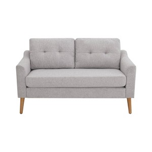 Serta Brighton Loveseat Ottoman Chaise Light Gray: 2-Piece Mid-Century Modern Sectional Sofa Set - 1 of 4