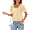 Imily Bela Womens Summer Square Neck Tunic Top Chic Short Sleeve Eyelet Tee Fit Style - 2 of 4