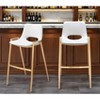 HomeRoots Set of Two 30" White And Gold Faux Leather And Steel Low Back Bar Height Bar Chairs - 2 of 4