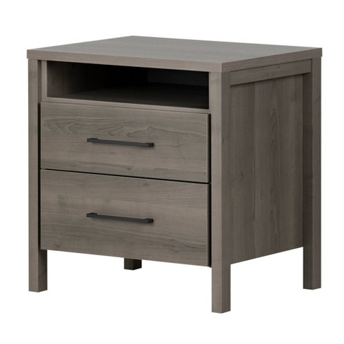 1 Drawer Nightstand in Gray Maple Set of 2 