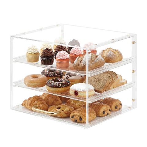 VEVOR Bakery Display Case, 3-Tier Commercial Countertop Pastry Display Case, Clear Acrylic Bread Box for Kitchen, Party Cake Cabinet,Transparent