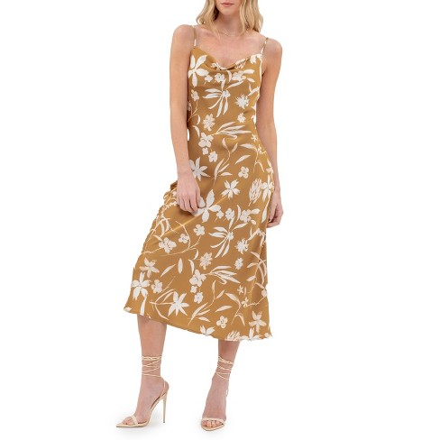 August Sky Women's Floral Cowl Slip Midi Dress - image 1 of 4