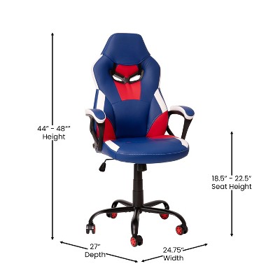 Blue and Red Ergonomic Racing Style Gaming Chair with Adjustable Arms