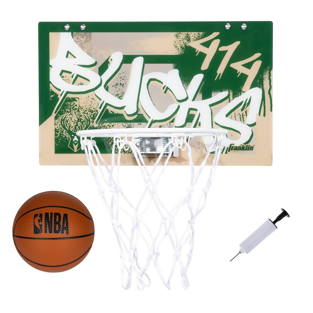 NBA Milwaukee Bucks Over The Door Mini Basketball Hoop