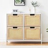 Whizmax Natural Rattan 4 Flip Door Shoe Cabinet Organizer Freestanding, Shoe Rack Storage Cabinet for Entryway with 3-Tier Adjustable Shelves - 3 of 4