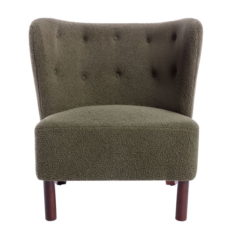 Upholstered Accent Chair, Wingback Armless Single Sofa Chair with Wooden Legs-ModernLuxe, 4 of 13