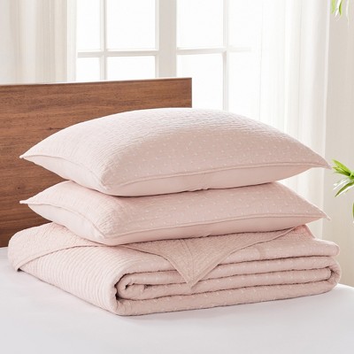 Blush Cotton Reversible Full Bedspread Set