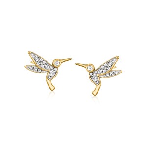 Ross-Simons 0.30 ct. t.w. Diamond Hummingbird Stud Earrings in 18kt Gold Over Sterling - 1 of 4
