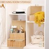 Aoibox Bamboo Woven Storage Boxes with Lids Set of 3 Beige Lined Baskets Stackable Organizer for Home Kitchen Decor - 3 of 4