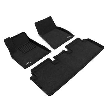 3D MAXpider Elegant Series Custom Fit All Weather Carpeted Car Floor Mat Liner Set, for 2012 to 2014 Tesla Model S, Front and Back Row, Black