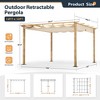 HAPPATIO Wood Grain Outdoor Retractable Pergola with Aluminum Frame - 2 of 4