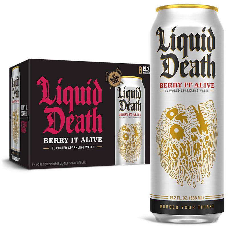 Liquid Death Berry It Alive Agave Sparkling Water - 8pk/19.2 fl oz Cans, 1 of 9