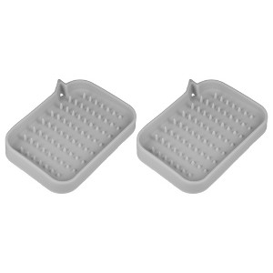 Unique Bargains Silicone Soap Dish Keep Soap Dry Soap Cleaning Storage for Home Bathroom Kitchen 2 Pcs - 1 of 4