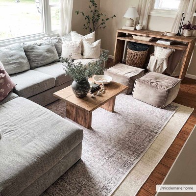 Hauteloom 4' x 6' Blue and Beige Recycled PET Yarn Area Rug