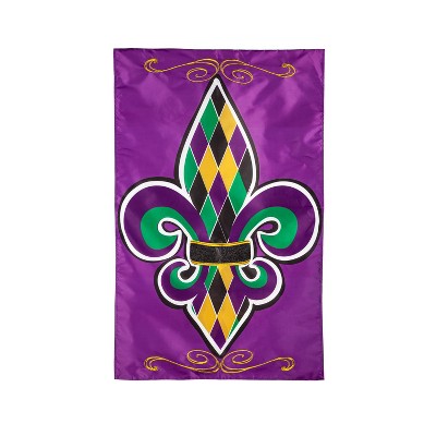 Evergreen Fleur de Lis Applique House Flag 28 x 44 Inches Outdoor Decor for Homes and Gardens
