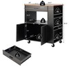 Costway Kitchen Island Cart Rolling Storage Cabinet w/ Drawer & Spice Rack Shelf - 4 of 4