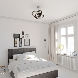 VAXCEL Galileo Satin Nickel and Black Contemporary Fandelier Ceiling Fan with LED Light Kit and Remote - 1 of 4