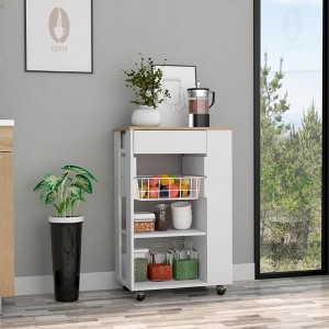 Depot E-Shop Kitchen Cart, Two Open Shelves, Four Casters, One Drawer - 1 of 4