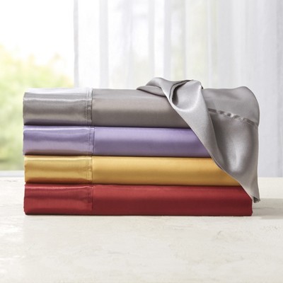 Full Silver Satin Polyester 3-Piece Sheet Set