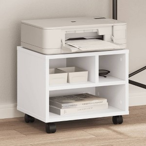 Aghana Digitals Mobile Printer Stand with Lockable Wheels, White Engineered Wood, 16.1"x12.6"x13.6" - 1 of 4